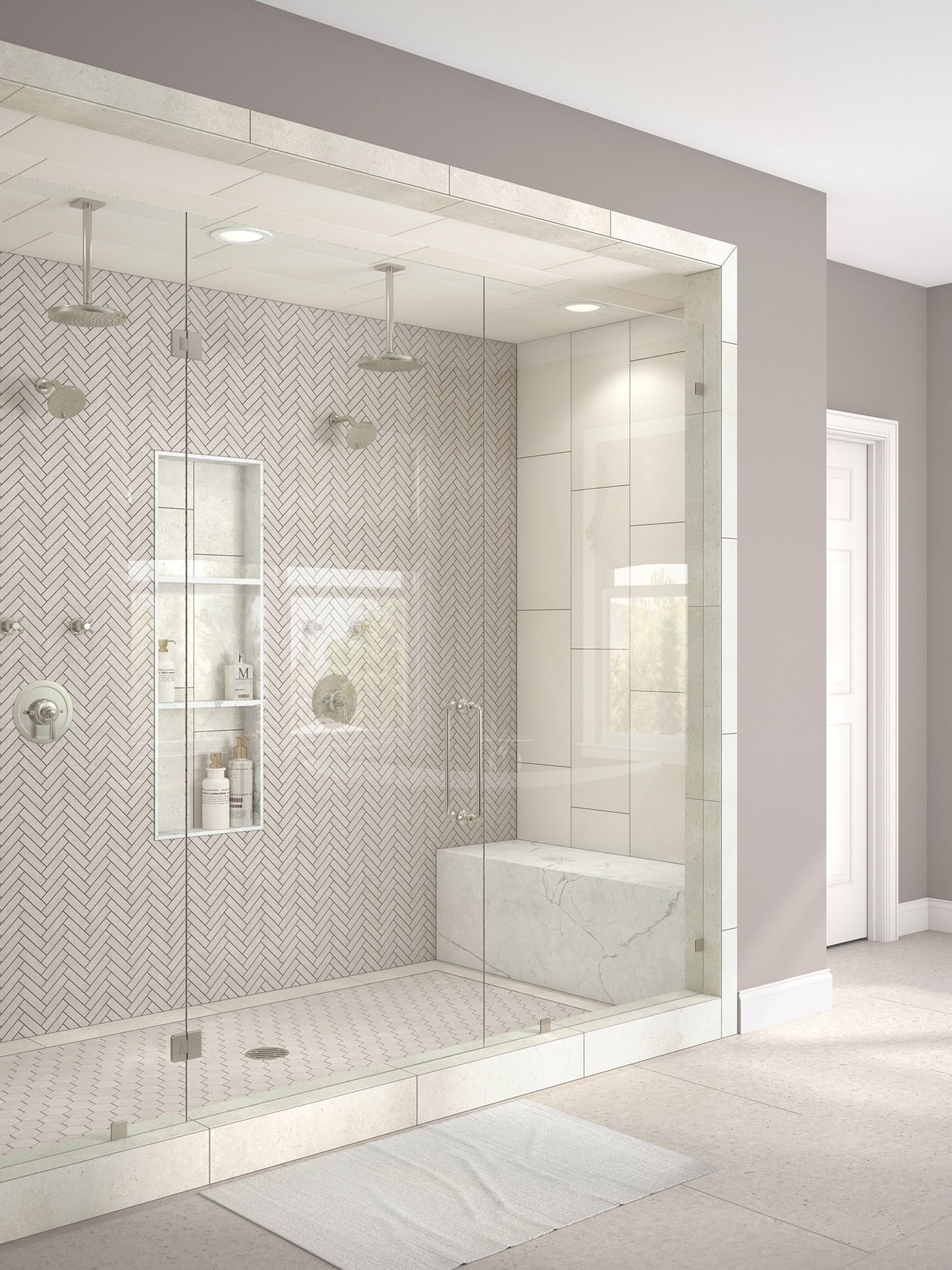 Bera&Beren Herringbone Mosaic 13.1063X13.55 Light Grey Natural