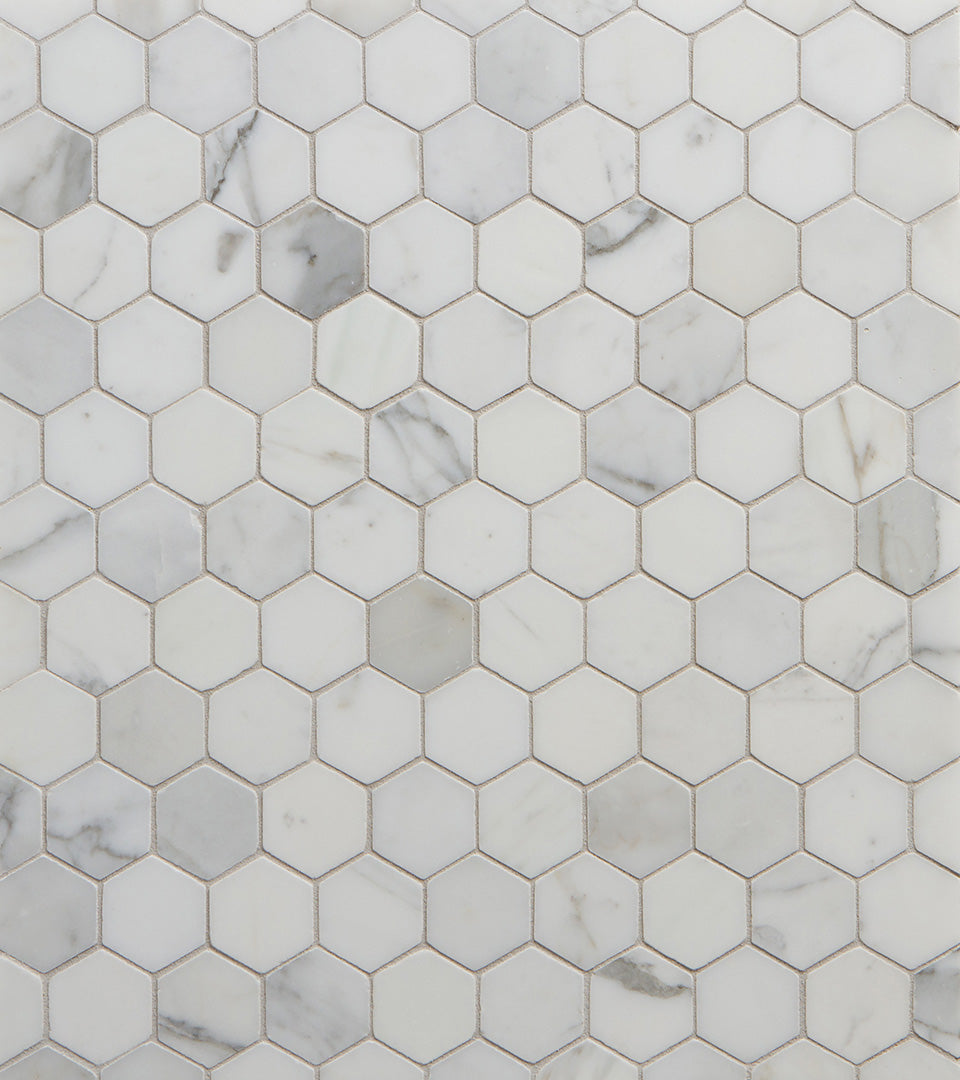 Bianco Europa Hexagon Mosaic 2X2 Calcatta Honed