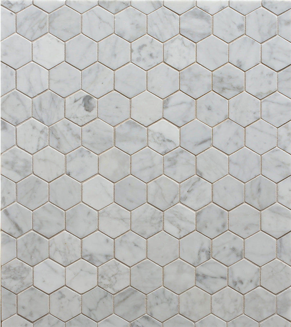 Bianco Europa Hexagon Mosaic 12X12 Venatino Honed