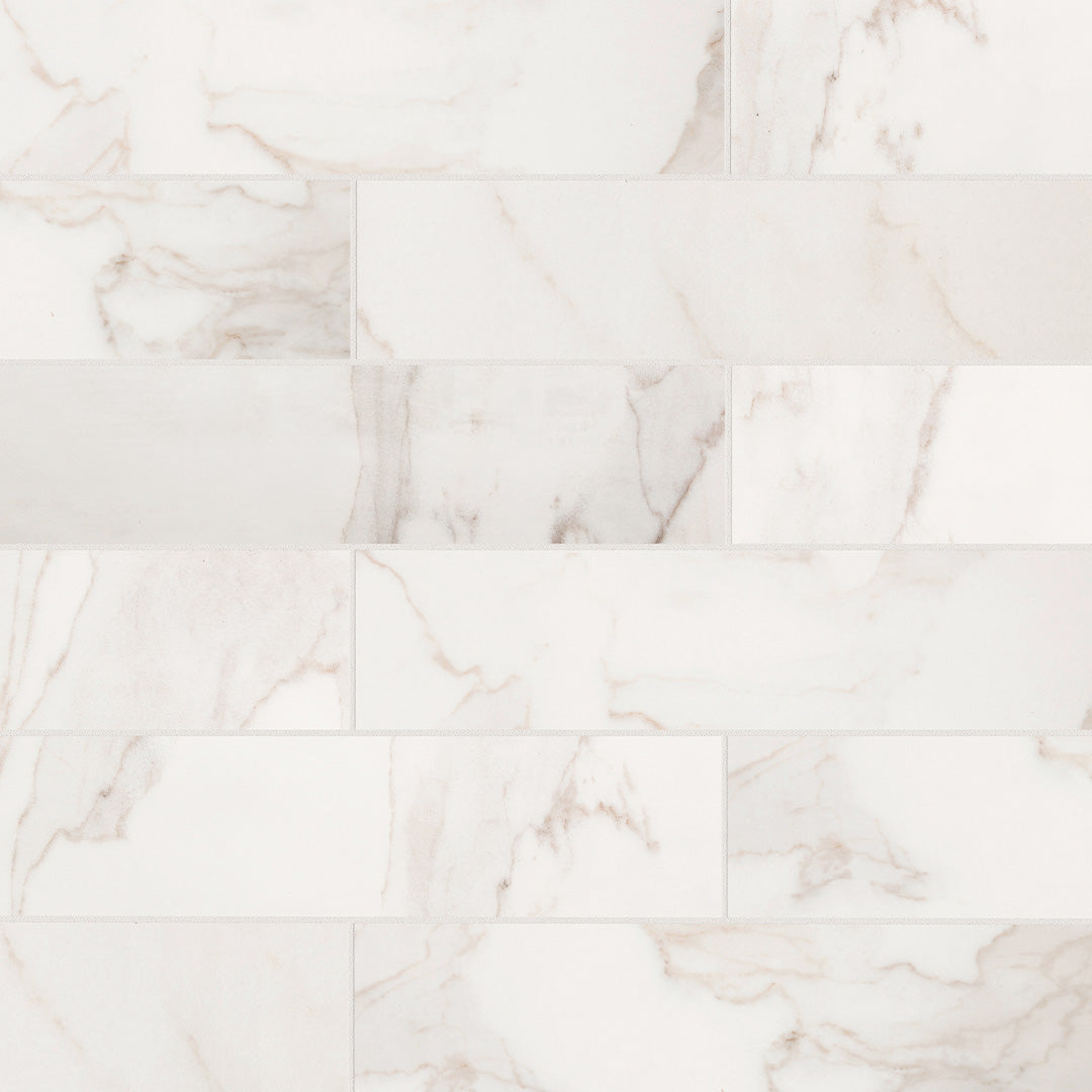 Calacata Porcelain 3X12 White Brushed