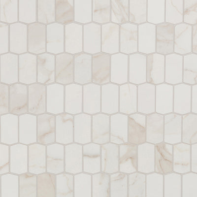 Calacata Porcelain Picket Mosaic 12-3/8X12-1/2 White Matte