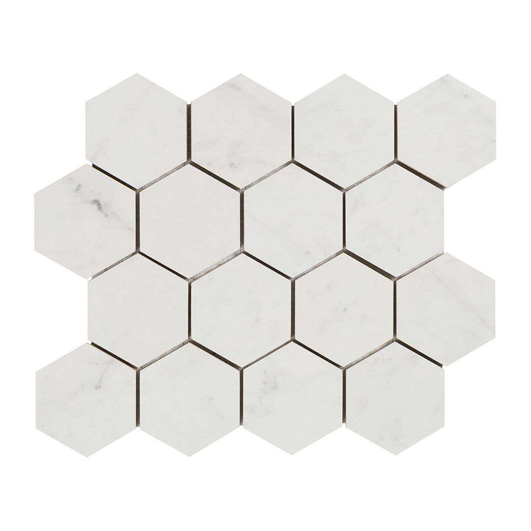 Cava Bianco Hexagon Mosaic 10.9449X13.1693 Carrara Brushed