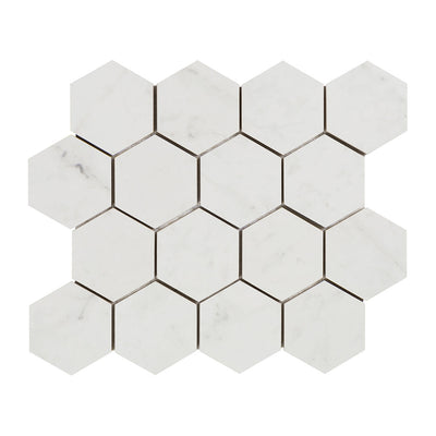 Cava Bianco Hexagon Mosaic 10.9449X13.1693 Carrara Brushed