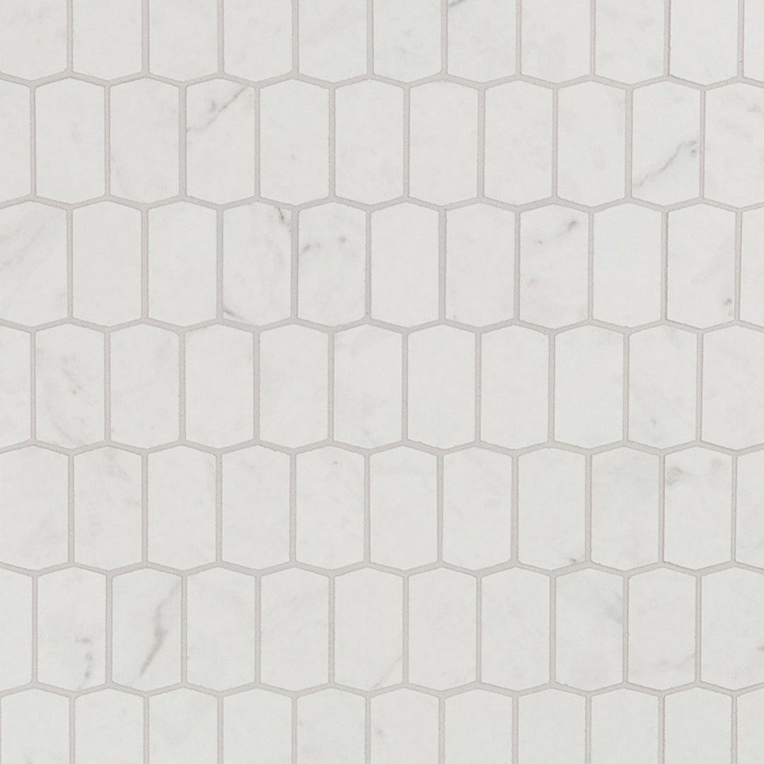 Cava Bianco Picket Mosaic 12-3/8X12-1/2 Carrara Brushed
