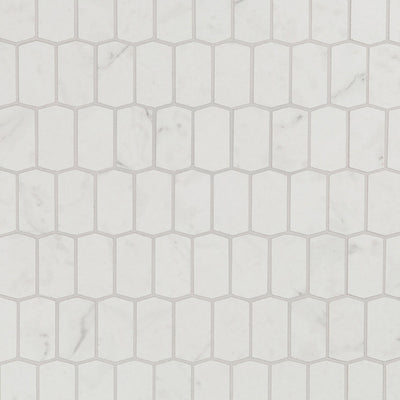 Cava Bianco Picket Mosaic 12-3/8X12-1/2 Carrara Brushed