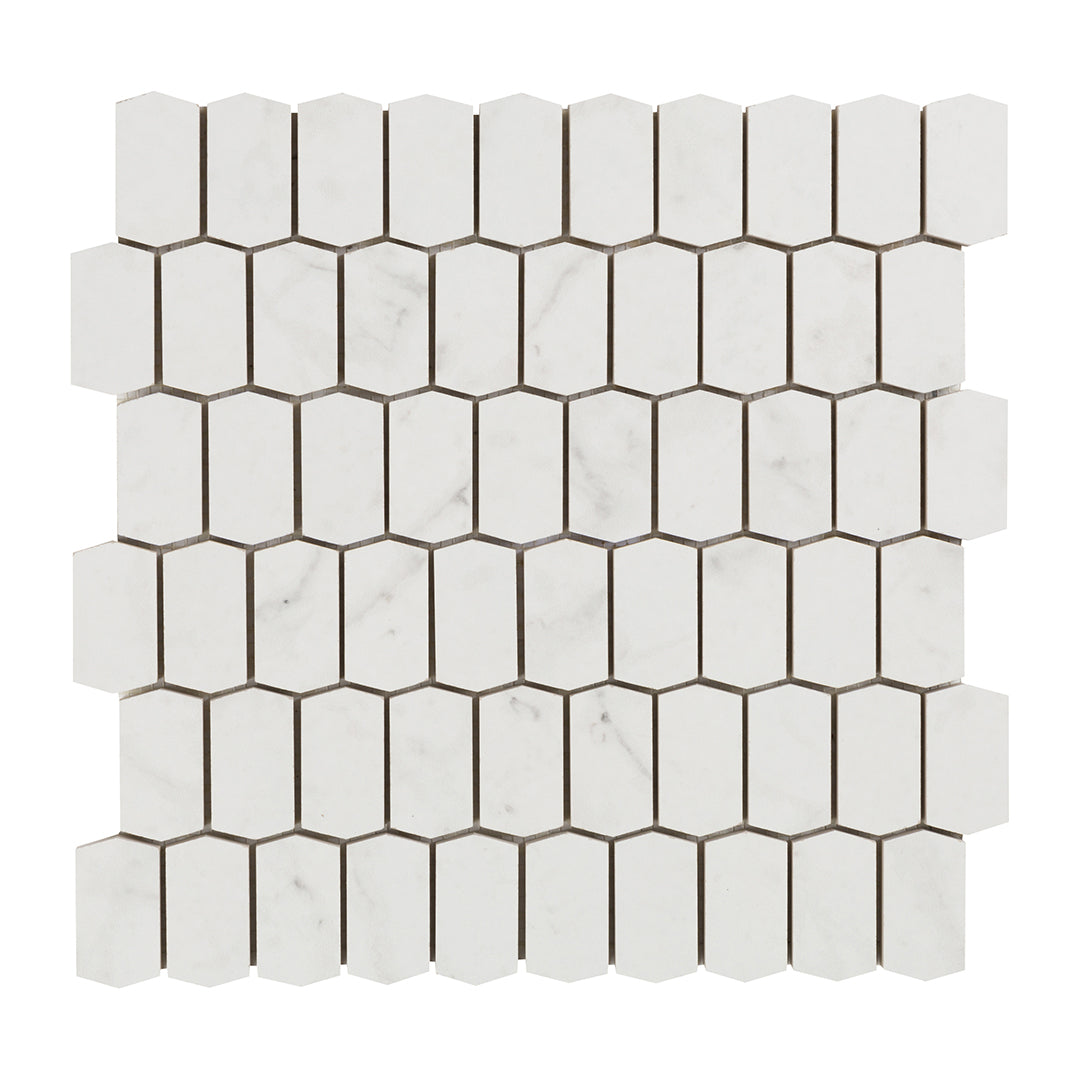 Cava Bianco Picket Mosaic 12-3/8X12-1/2 Carrara Brushed