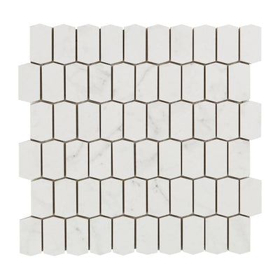 Cava Bianco Picket Mosaic 12-3/8X12-1/2 Carrara Brushed