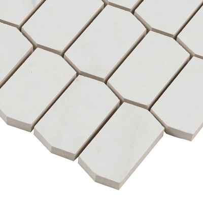 Cava Bianco Picket Mosaic 12-3/8X12-1/2 Carrara Brushed