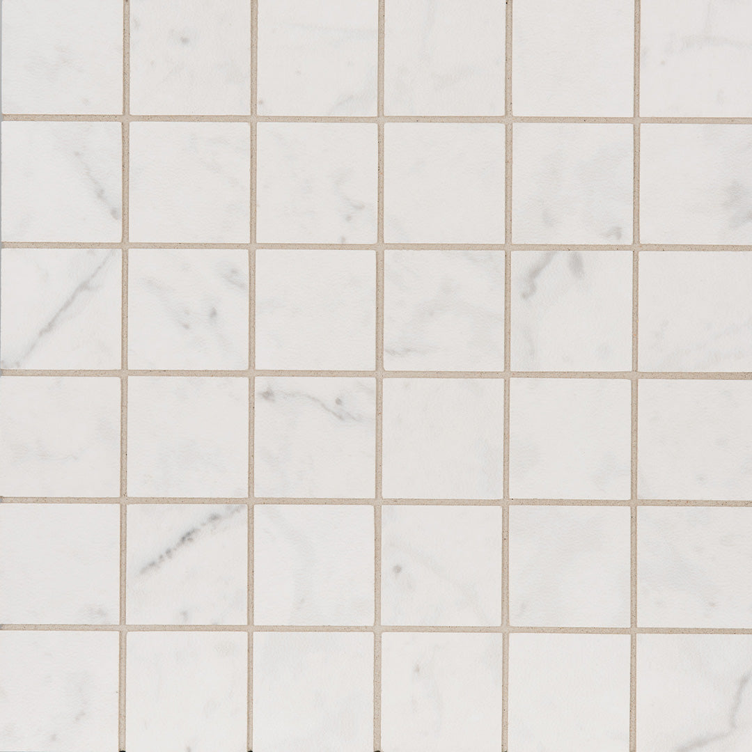 Cava Bianco Square Mosaic 2X2 Carrara Brushed