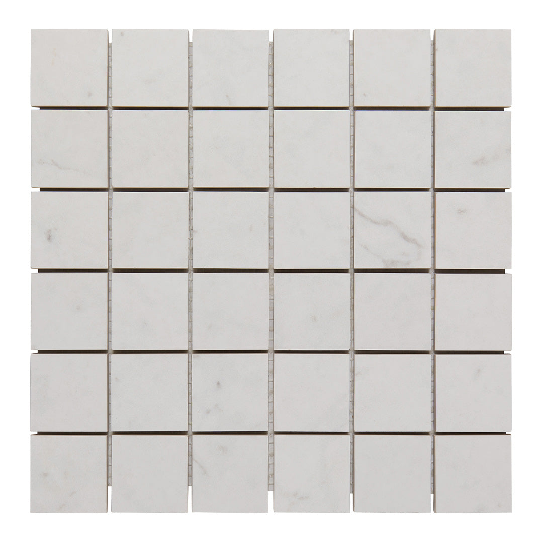 Cava Bianco Square Mosaic 2X2 Carrara Brushed