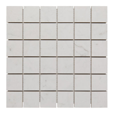 Cava Bianco Square Mosaic 2X2 Carrara Brushed