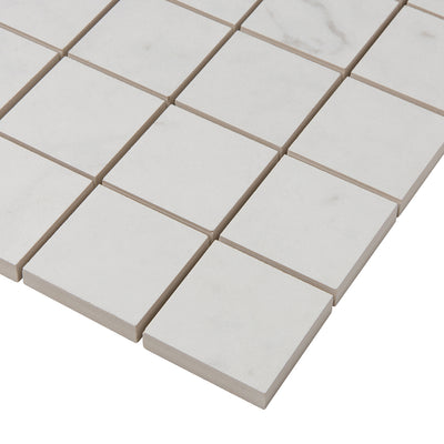 Cava Bianco Square Mosaic 2X2 Carrara Brushed
