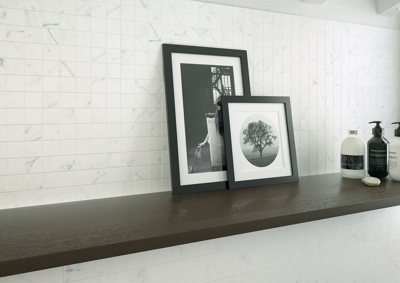 Cava Bianco Square Mosaic 2X2 Carrara Brushed