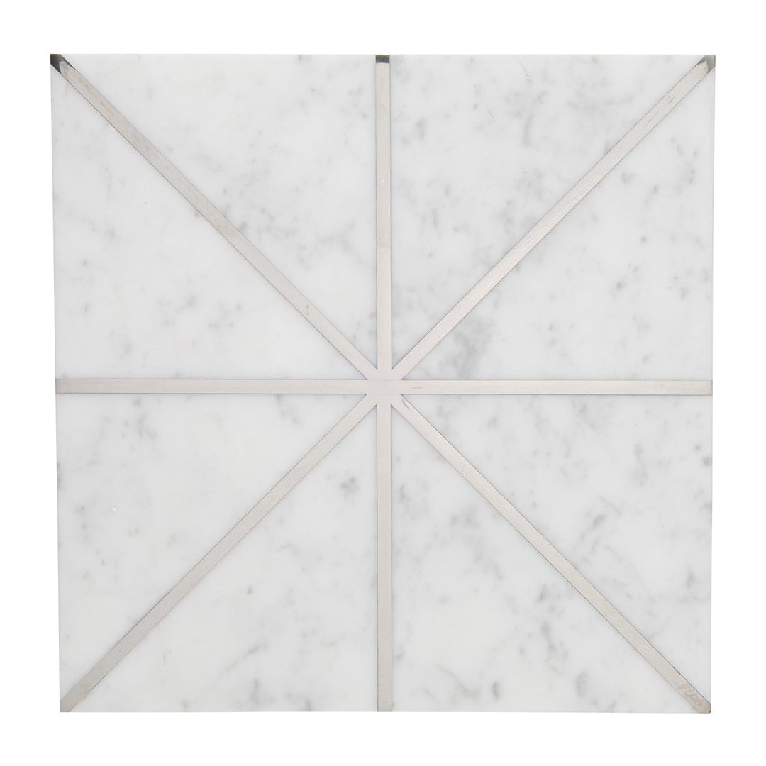 Ellington Carlyle Deco 12X12 Carrara/Steel Honed