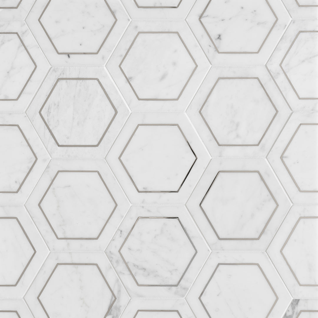 Ellington Savoy Deco 5-1/4X4-1/2 Carrara/Steel Honed