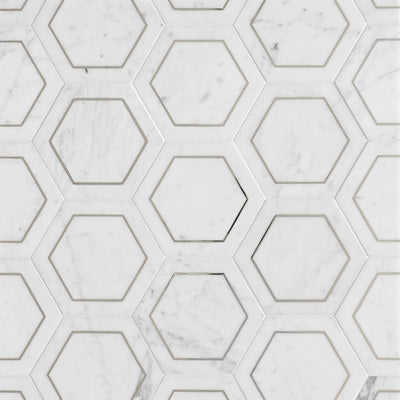 Ellington Savoy Deco 5-1/4X4-1/2 Carrara/Steel Honed