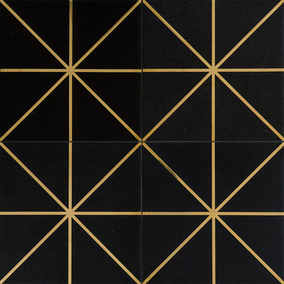 Ellington Carlyle Deco 12X12 Ebony/Brass Honed