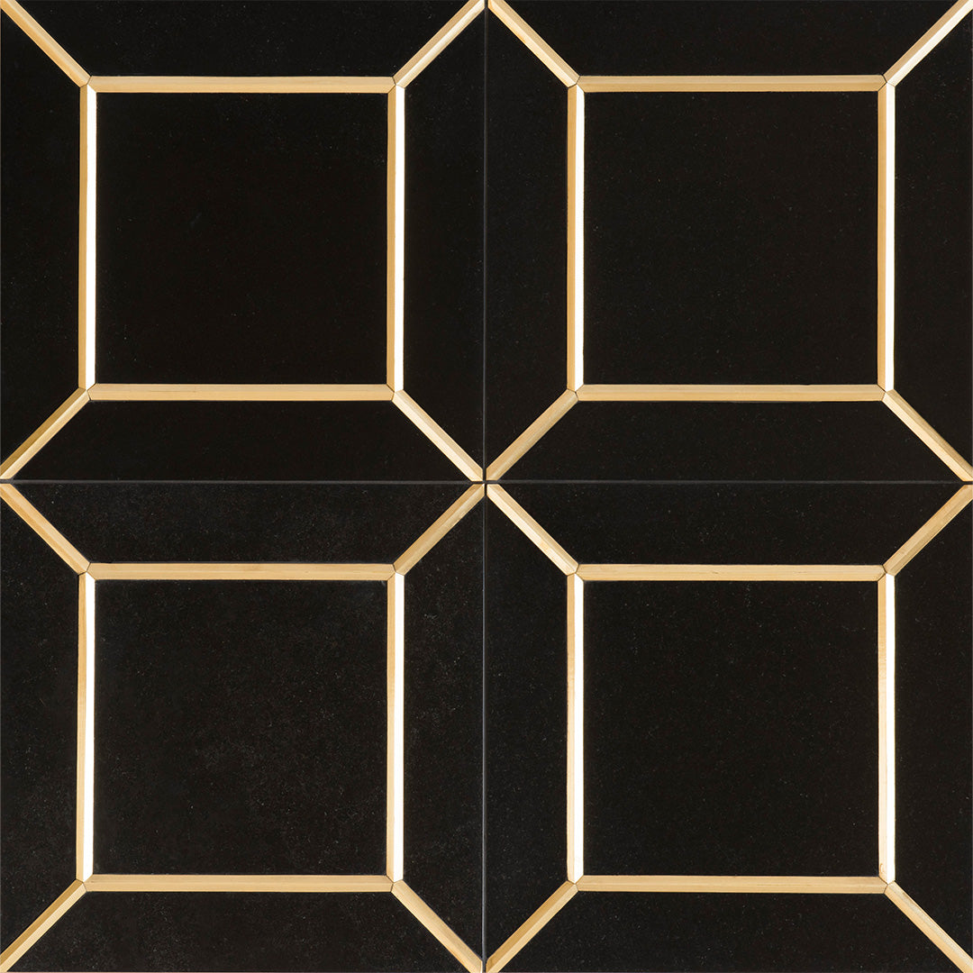 Ellington Empire Deco 12X12 Ebony/Brass Honed
