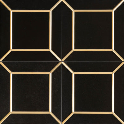 Ellington Empire Deco 12X12 Ebony/Brass Honed