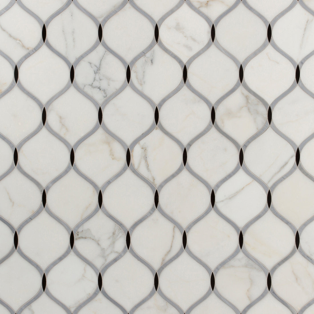 Jet Set Arabesque Mosaic 10-7/8X8 Calacatta Honed