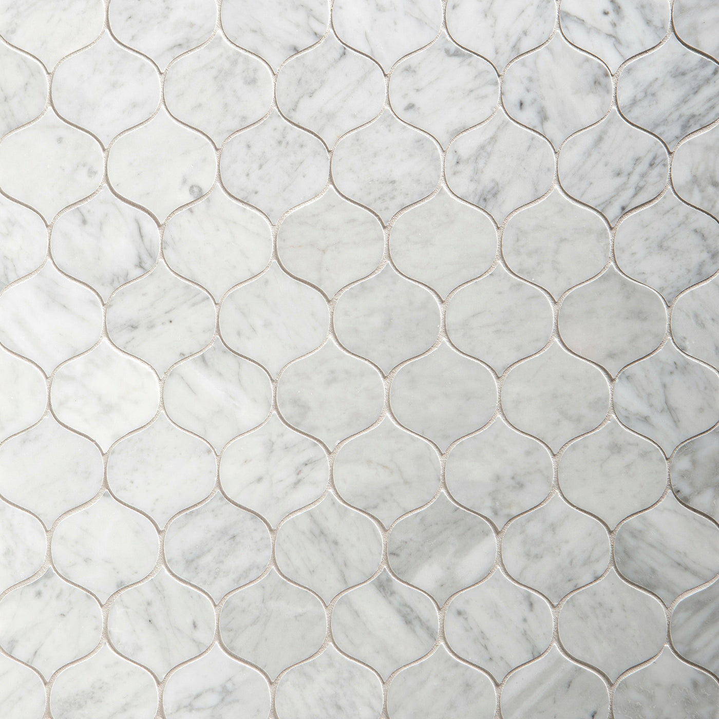 Jet Set Arabesque Mosaic 9-1/4X8 Carrara Honed