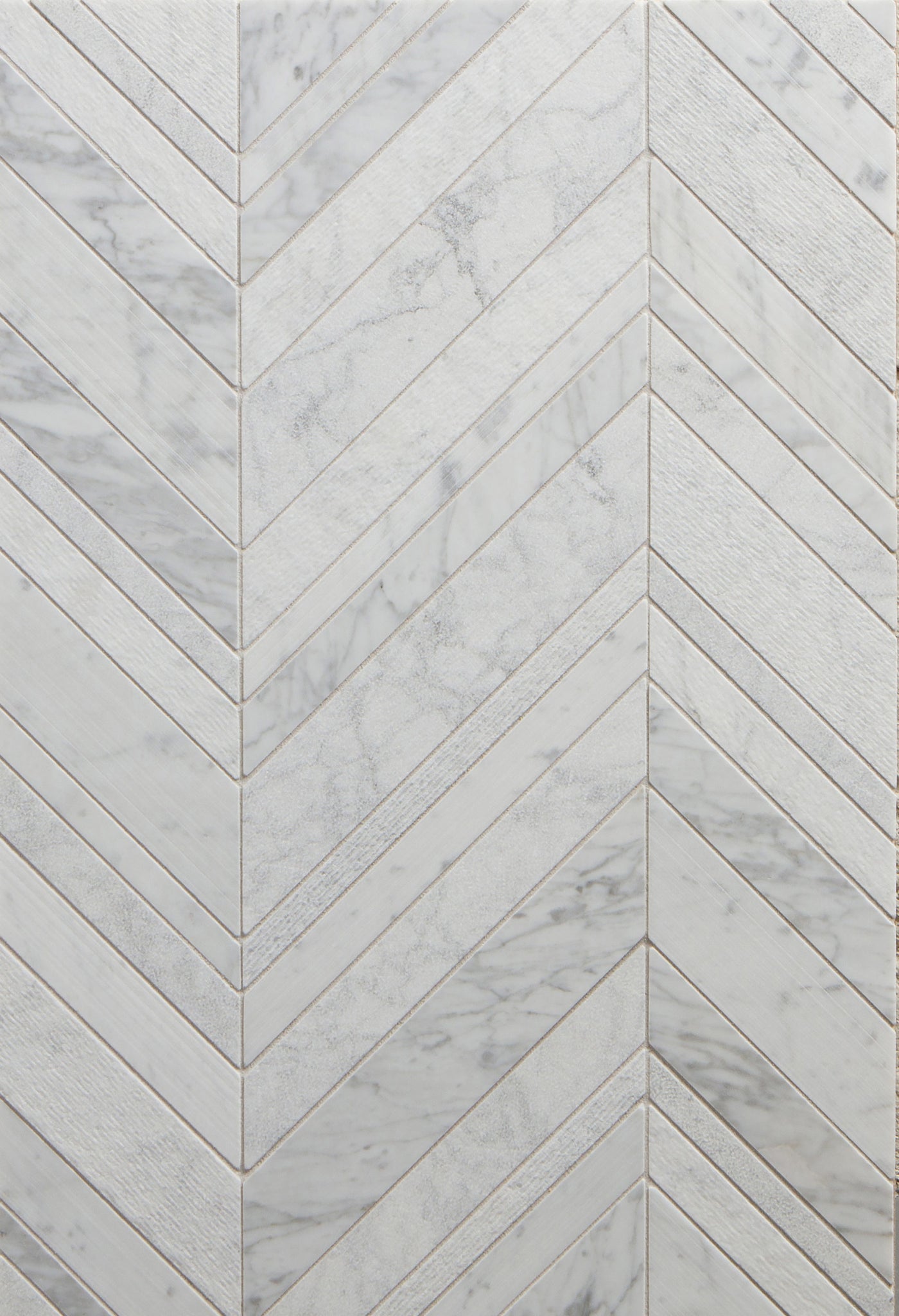 Lucca Chevron Mosaic 14X14 White Venatino Textured
