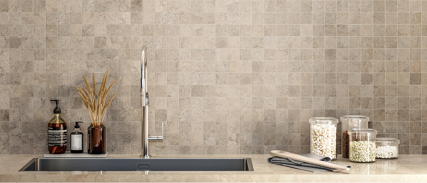Pedra Palazzo Square Mosaic 2X2 Greige Matte