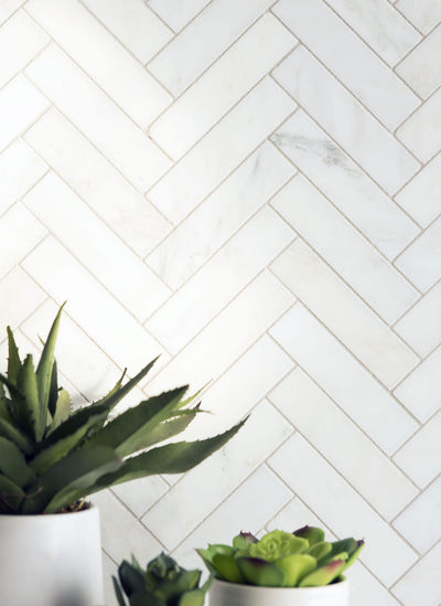 Pietra Bello Herringbone Mosaic 11-7/16X11-15/16 Bianco Bello Honed