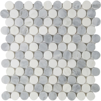 Pietra Gris Circle Mosaic 12X13 Grey / White Honed
