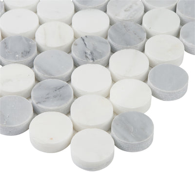 Pietra Gris Circle Mosaic 12X13 Grey / White Honed
