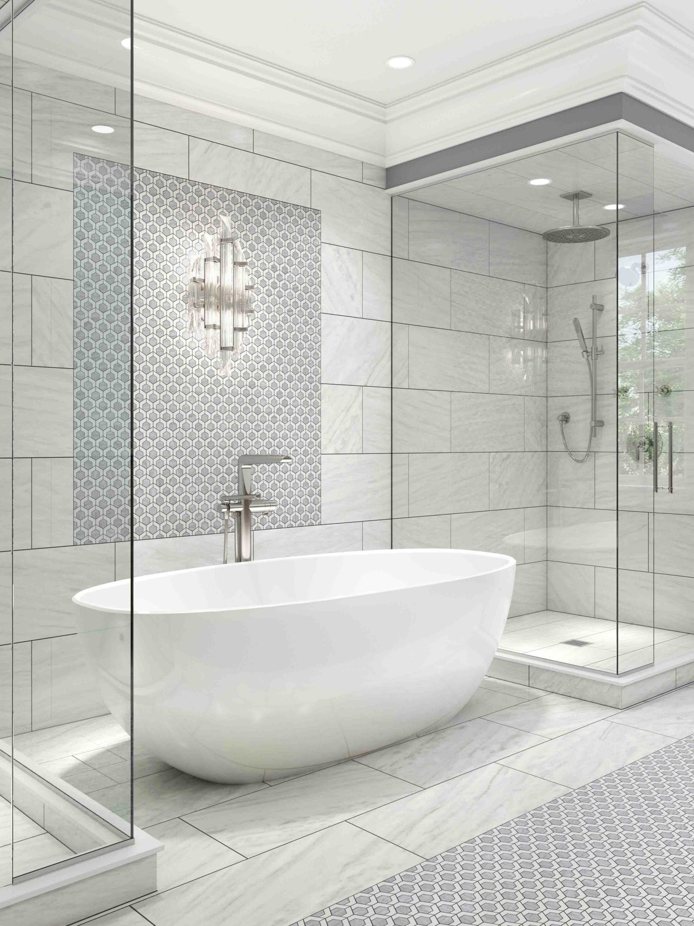 Pietra Gris Siena Mosaic 12X12 Light Grey Honed