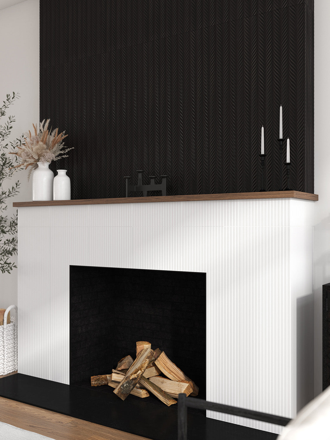 Pop Culture Plume Rectangle 16X48 Black Matte