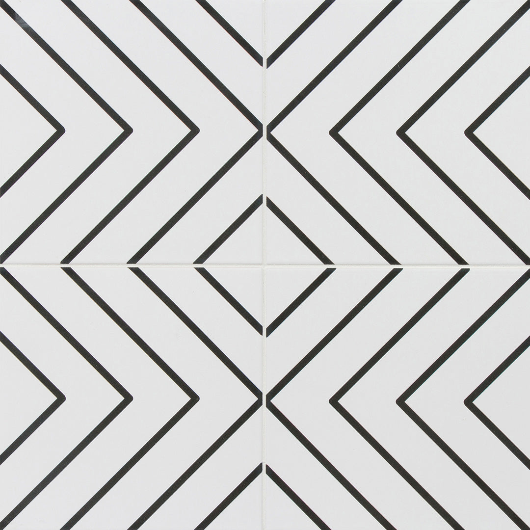 Pop Culture Diagonal Square 8X8 Black/White Matte