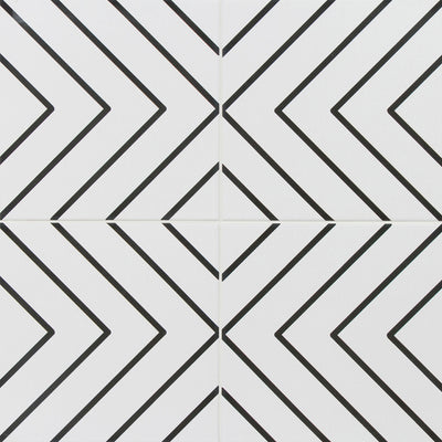 Pop Culture Diagonal Square 8X8 Black/White Matte