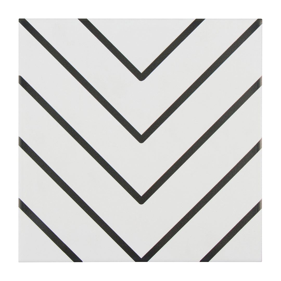 Pop Culture Diagonal Square 8X8 Black/White Matte