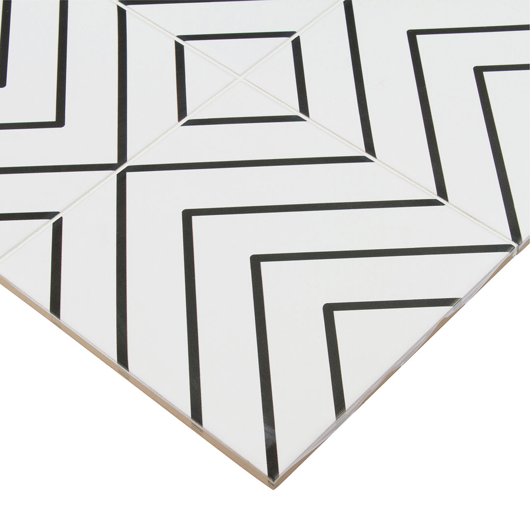 Pop Culture Diagonal Square 8X8 Black/White Matte