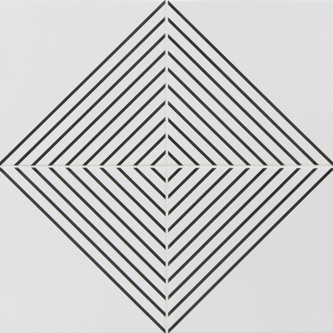 Pop Culture Half Line Square 8X8 Black/White Matte