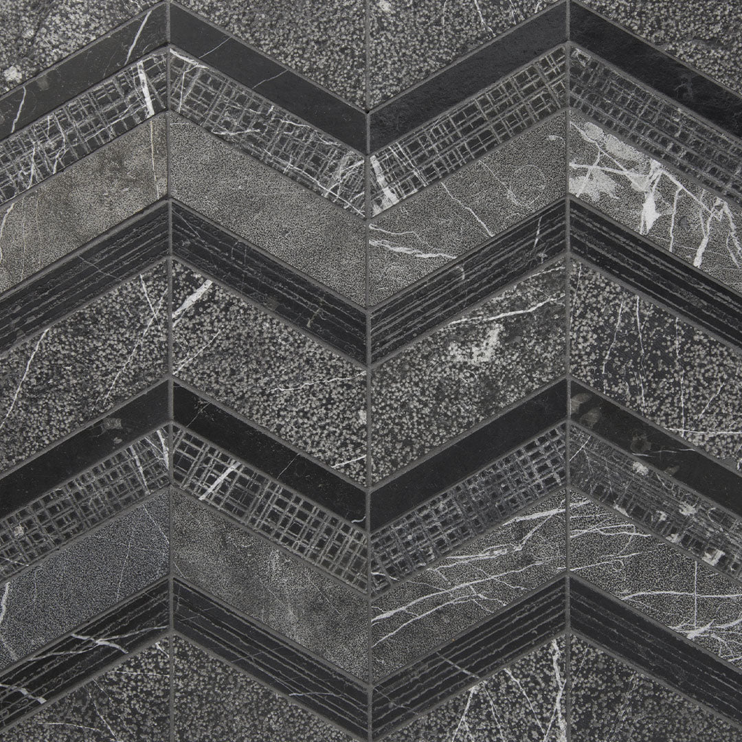Shift Chevron Mosaic 8-1/4X7-5/8 Charcoal Textured