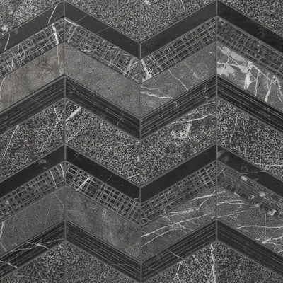 Shift Chevron Mosaic 8-1/4X7-5/8 Charcoal Textured