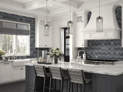 Shift Chevron Mosaic 8-1/4X7-5/8 Charcoal Textured