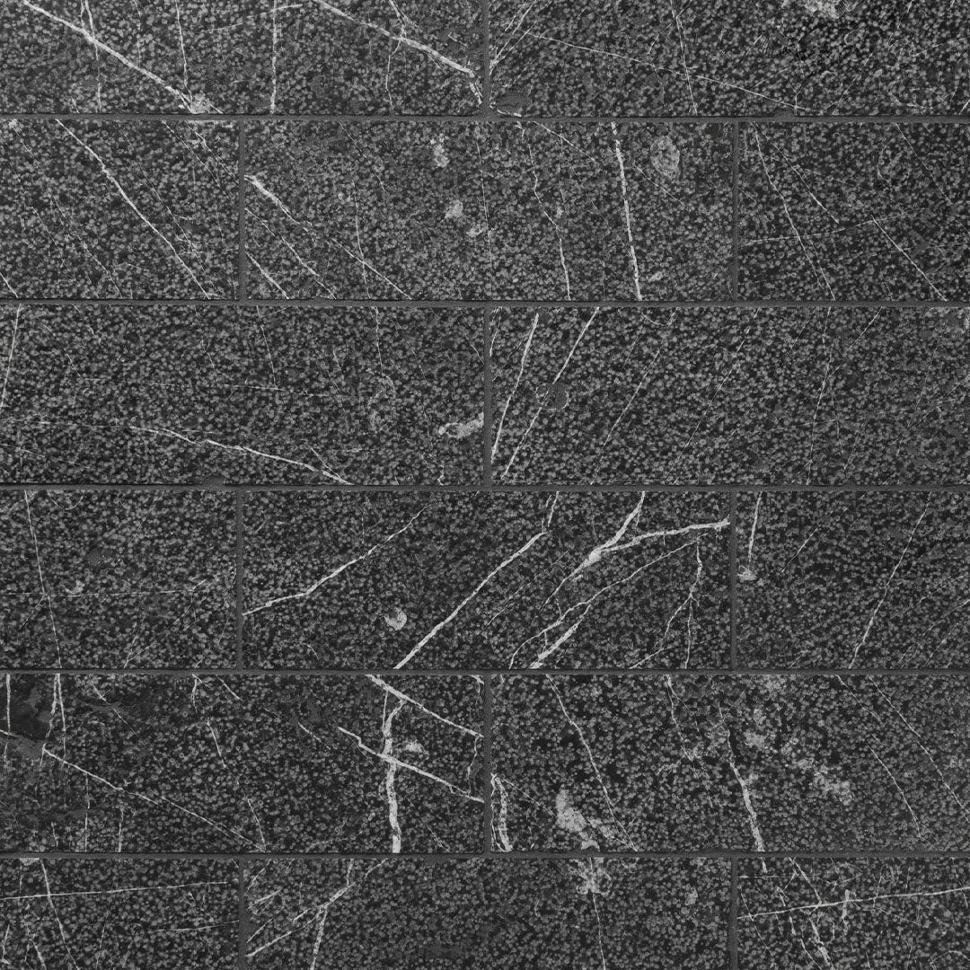 Shift Hammer Rectangle Mosaic 3X8 Charcoal Textured