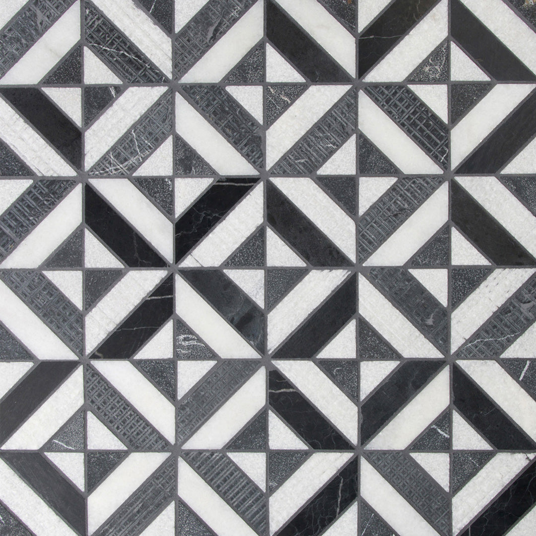 Shift Matrix Mosaic 12X12 Charcoal/White Textured