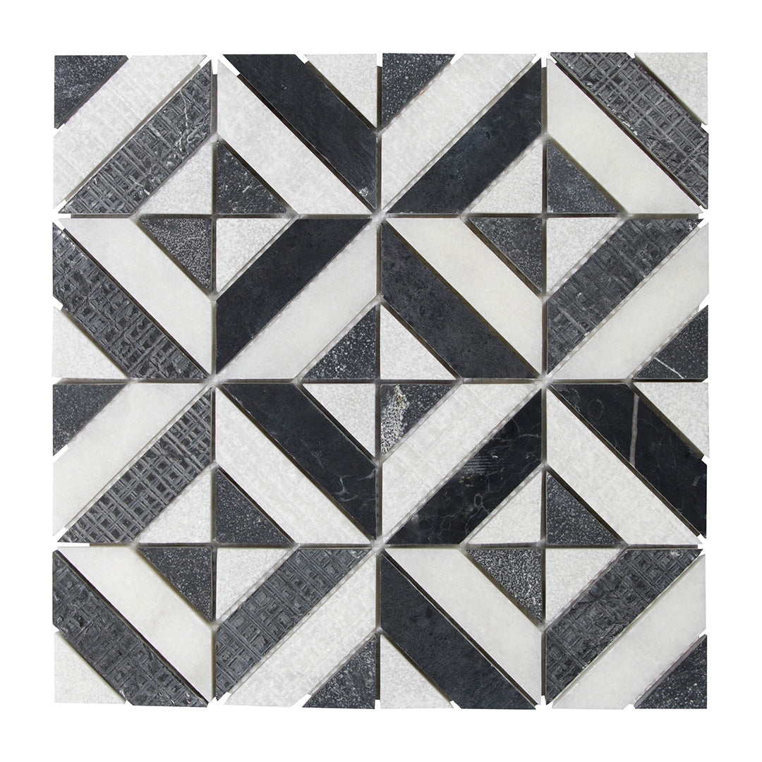 Shift Matrix Mosaic 12X12 Charcoal/White Textured
