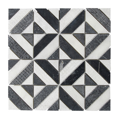 Shift Matrix Mosaic 12X12 Charcoal/White Textured