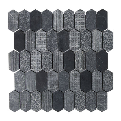 Shift Picket Mosaic 13X13 Charcoal Textured