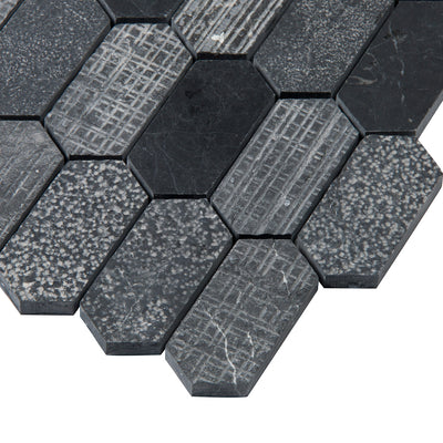 Shift Picket Mosaic 13X13 Charcoal Textured