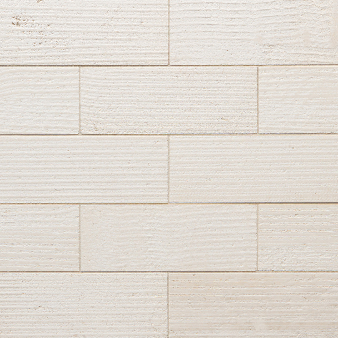 Shift Rake Rectangle Mosaic 3X8 Cream Textured