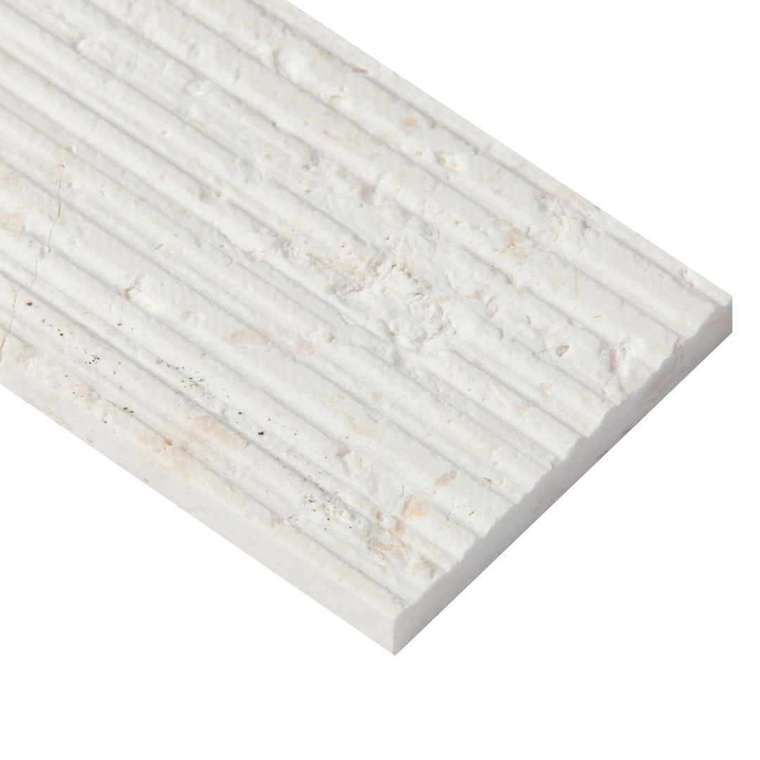 Shift Rake Rectangle Mosaic 3X8 Cream Textured