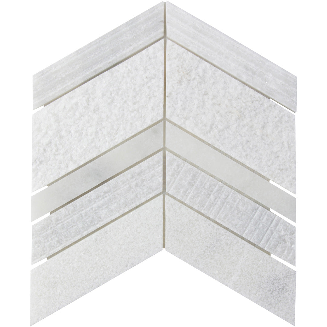 Shift Chevron Mosaic 8-1/4X7-5/8 White Textured