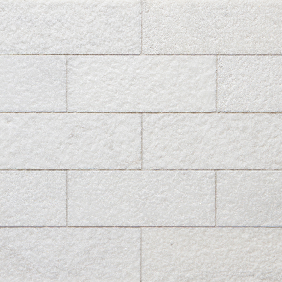 Shift Hammer Rectangle Mosaic 3X8 White Textured